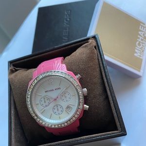 Michael Kors Watch w/ pink acrylic link band